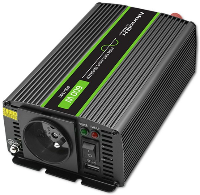 Przetwornica samochodowa Qoltec Monolith 300W/600W 24V na 230V czysty sinus (51936) (5901878519364) - obraz 3