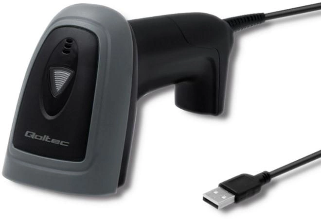 Сканер штрих-кодів Qoltec Laser 1D, 2D, USB Чорний (50863) (5901878508634) - зображення 2