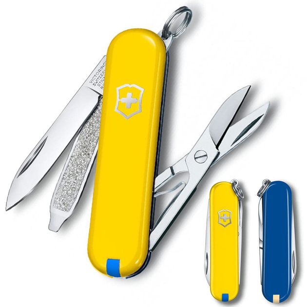 Швейцарский нож Victorinox CLASSIC SD UKRAINE 58мм/7 функций, желто-голубой - изображение 2