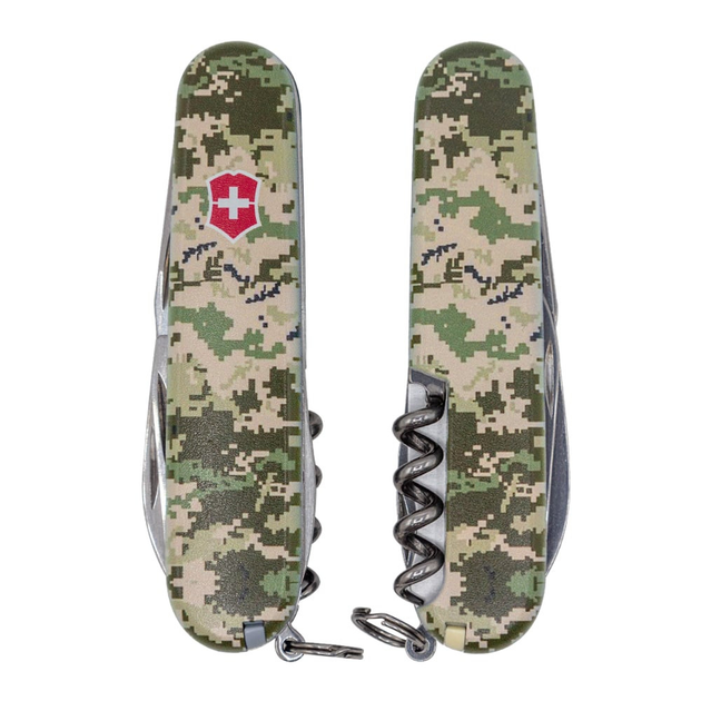 Швейцарський ніж Victorinox SPARTAN ARMY 91мм/12 функцій, Піксель Зелений з червоним лого - зображення 1