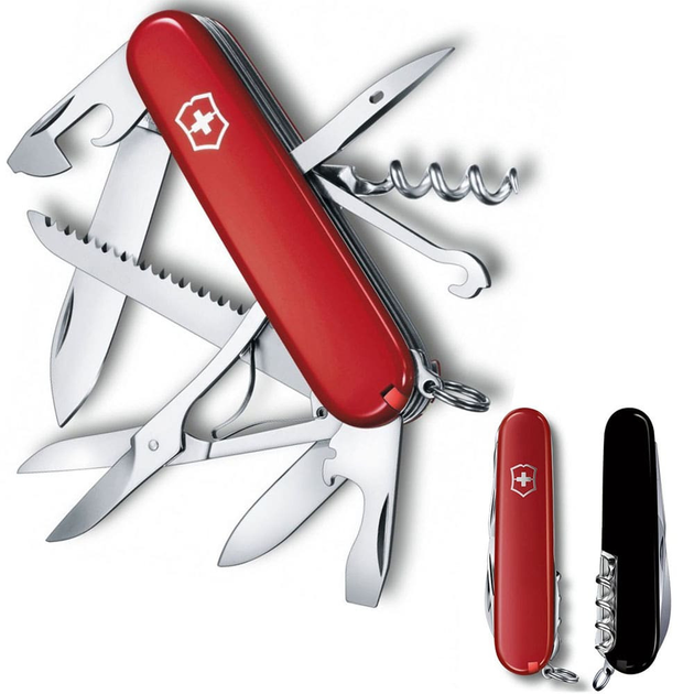 Швейцарский нож Victorinox HUNTSMAN UKRAINE 91мм/15 функций, красно-черные накладки - изображение 2