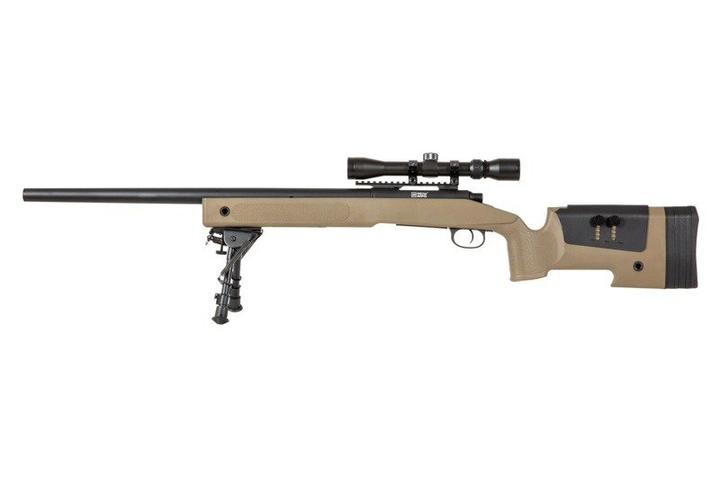 Снайперська гвинтівка Specna Arms M62 SA-S02 Core With Scope and Bipod Tan - зображення 1