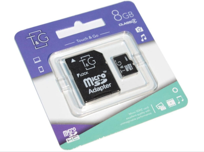 Карта пам'яті 8Gb MicroSDHC Class 10 з адаптером SD T&G - Фото 1 Карта пам'яті 8Gb MicroSDHC Class 10 з адаптером SD T&G - зображення 1