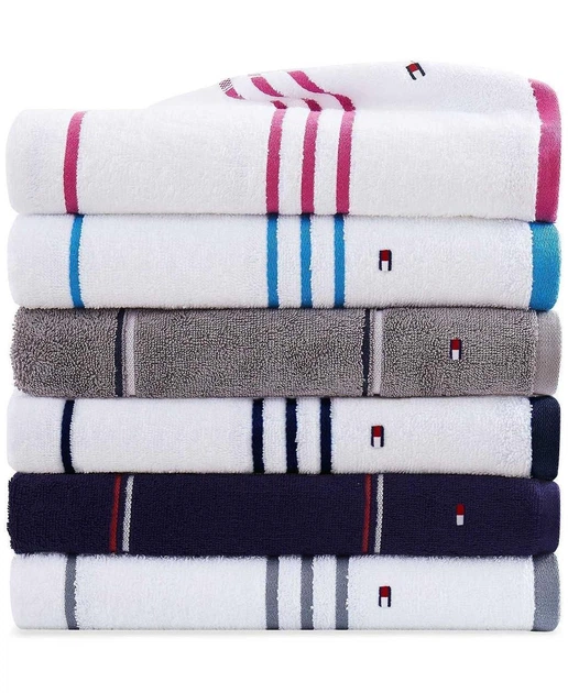Рушник TOMMY HILFIGER банний Modern American Solid Cotton Bath Towel білий у рожеву смужку - зображення 2