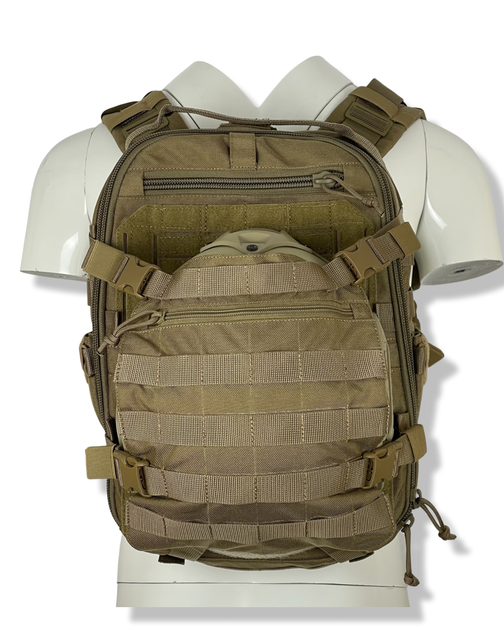 Рюкзак тактический штурмовой с клапаном для шлема Warrior Spirit Койот - изображение 2