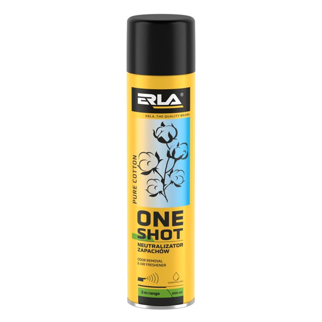 Нейтралізатор запаху та освіжувач повітря ERLA ONE SHOT чиста бавовна 600 мл (R421) - Фото 2 Нейтралізатор запаху та освіжувач повітря ERLA ONE SHOT чиста бавовна 600 мл (R421) - зображення 2