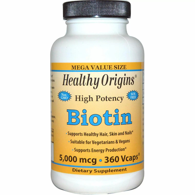 Біотин, Biotin, Healthy Origins, 5000 мкг, 360 капсул – фото, отзывы ...