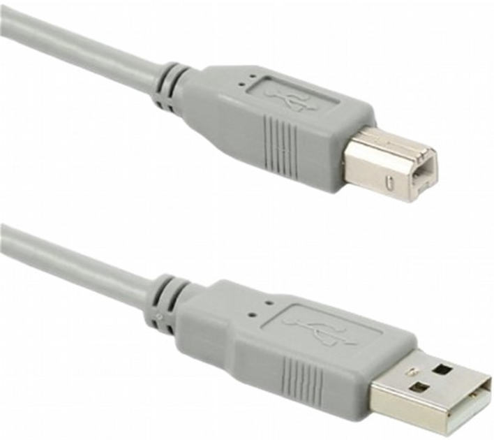 Kabel Qoltec USB Type-A - USB Type-B 2.0 1 m szary (5901878503950) - obraz 1