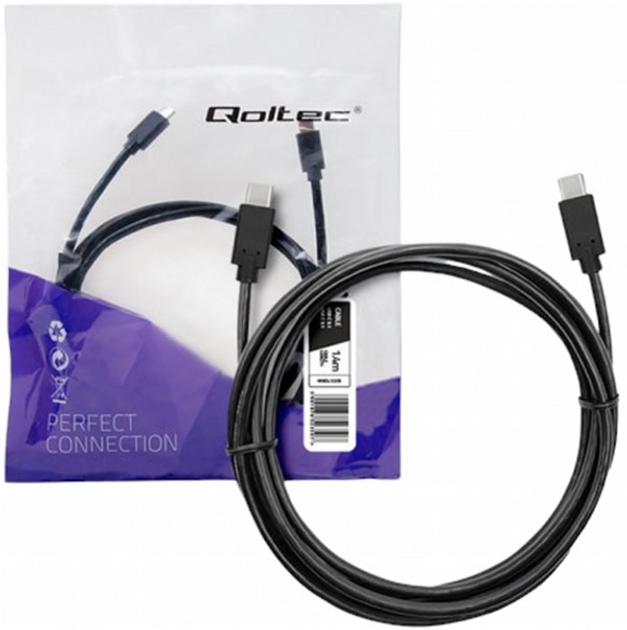 Kabel Qoltec USB Type-C - USB Type-C 3.1 1.4 m czarny (5901878523507) - obraz 1