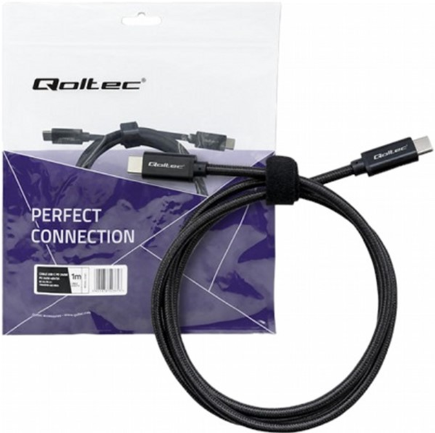 Kabel Qoltec USB Type-C 2.0 - USB Type-C 2.0 240 W 1 m czarny (5901878523613) - obraz 1