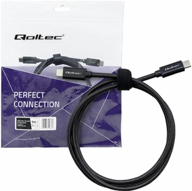 Кабель Qoltec USB Type-C 2.0 - USB Type-C 2.0 240 W 1 м Black (5901878523613) - зображення 1