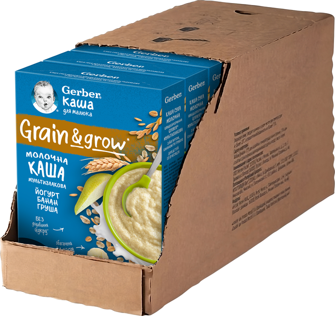 Дитяча каша Gerber Суха молочна швидкорозчинна Мультизлакова з йогуртом, бананом і грушею для дітей з 8 місяців 240 г (7613039834244) - зображення 5