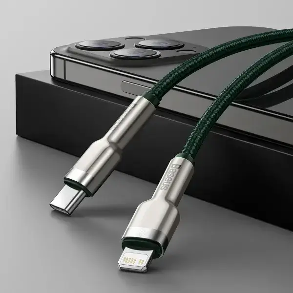 Кабель синхронизации Baseus Cafule Metal Type-C to Lightning PD 20W 2.4А 1m Green (CATLJK-A06) - изображение 9