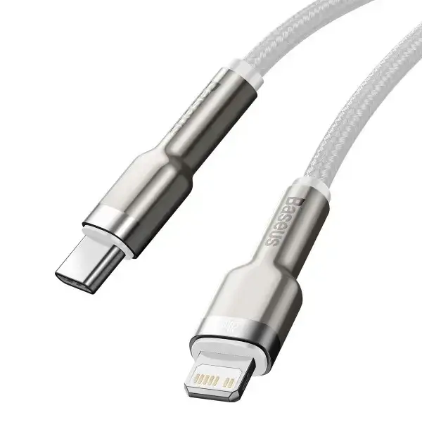 Кабель синхронизации Baseus Cafule Metal Type-C to Lightning PD 20W 2.4А 1m White (CATLJK-A02) - изображение 3