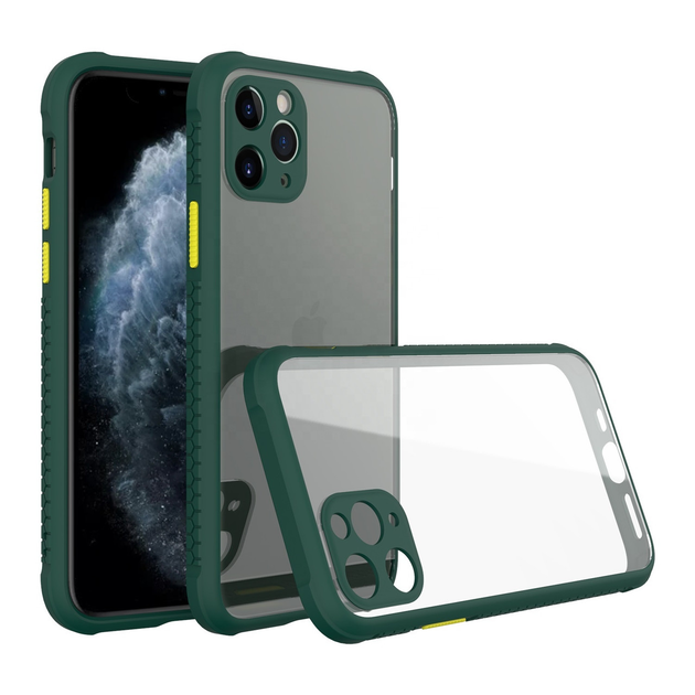 Противоударный чехол для iPhone 11 Pro зеленый прозрачный бампер защита ...