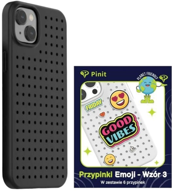 Etui Pinit Dynamic + Emoji Pin Wzór 3 do Apple iPhone 14 Plus Black (5905359817277) - obraz 1