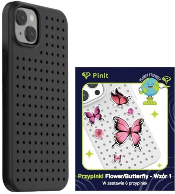 Etui Pinit Dynamic + Flower/ Butterfly Pin Wzór 1 do Apple iPhone 14 Plus Black (5905359817338) - obraz 1