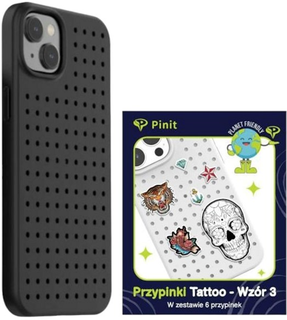 Etui Pinit Dynamic + Tattoo Pin Wzór 3 do Apple iPhone 14 Black (5905359817468) - obraz 1