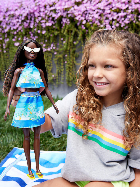 Lalka Mattel Barbie Loves the Ocean Puppe im Meeres-Print Rock & Top (887961899917) - obraz 1
