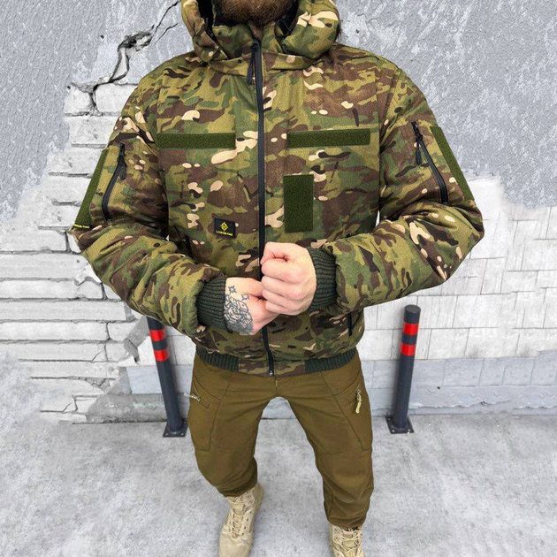 Мужская куртка "Logos-tac" с мехом шиншилы / Влагозащищенная верхняя одежда rip-stop мультикам размер 3XL - изображение 2
