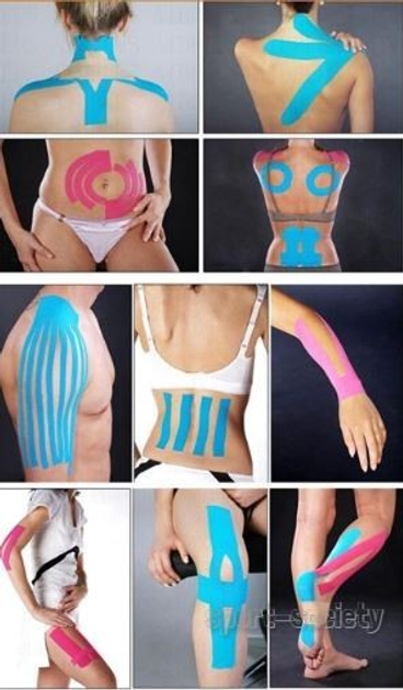 Кінезіо тейп (кінезіологічний тейп) Kinesiology Tape 2.5см х 5м чорний - зображення 8