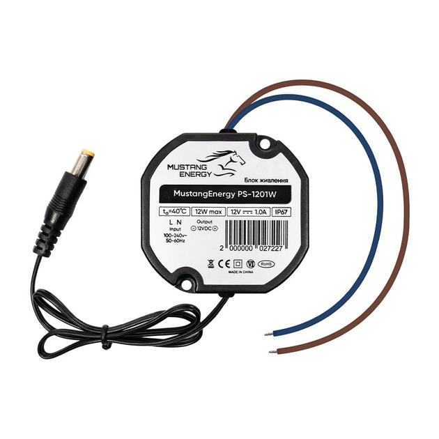 Блок живлення Mustang Energy PS-1201W 12V-1A вологозахищений IP67 - изображение 1