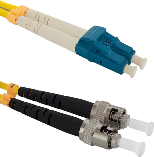 Patchcord światłowodowy Qoltec LC/UPC - ST/UPC Singlemode 9/125 G652D Duplex 3 m Żółty (5901878540696) - obraz 1