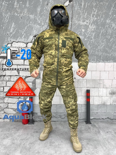 Тактический зимний теплый военный комплект Omny-Heat ( Куртка + Штаны ), Камуфляж: Пиксель ВСУ, Размер: S - изображение 1