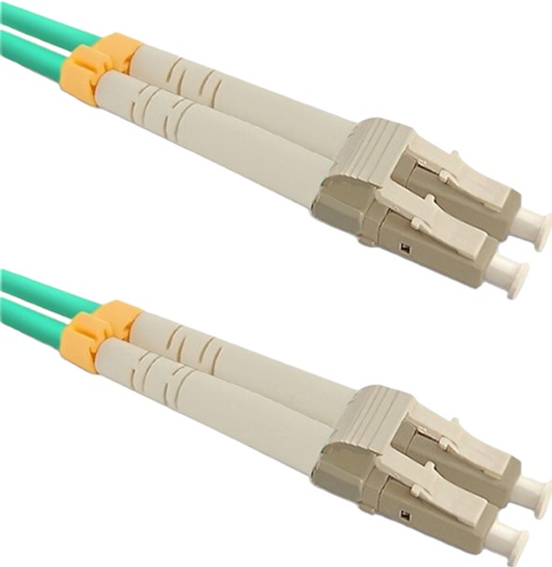 Patchcord światłowodowy Qoltec LC/UPC - LC/UPC Multimode 50/125 OM3 Duplex 15 m Turkusowy (5901878540818) - obraz 1