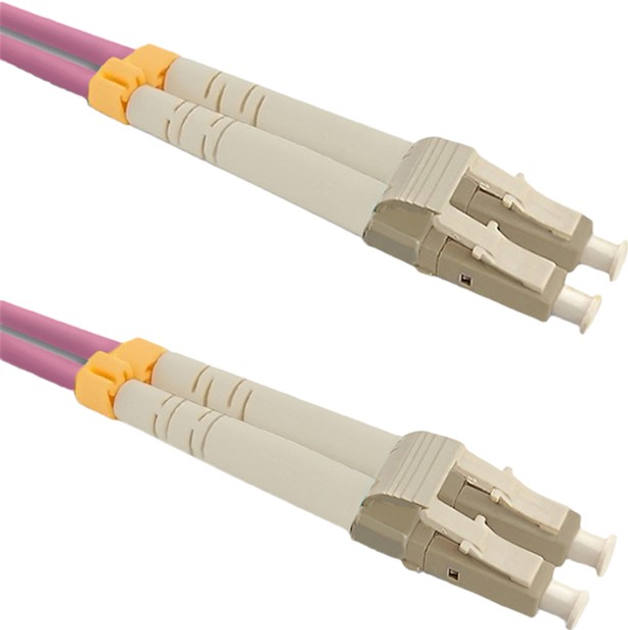 Patchcord światłowodowy Qoltec LC/UPC - LC/UPC Multimode 50/125 OM4 Duplex 2 m Różowy (5901878543444) - obraz 1