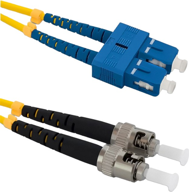 Patchcord światłowodowy Qoltec SC/UPC - ST/UPC Singlemode 9/125 G652D Duplex 3 m Żółty (5901878540610) - obraz 1