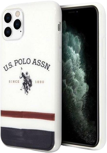 Etui U.S. Polo Assn Tricolor Pattern Collection do Apple iPhone 11 Pro White (3700740474532) - obraz 1