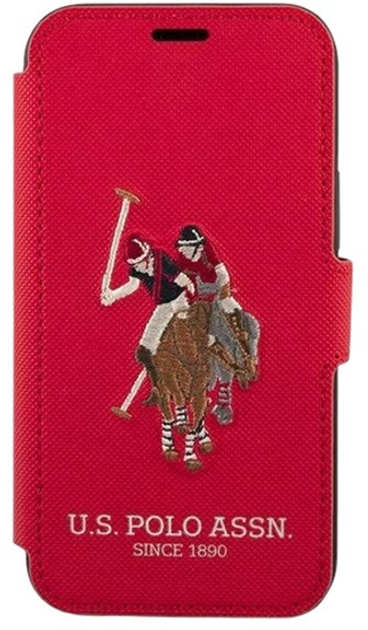 Etui z klapką U.S. Polo Assn Embroidery Collection book do Apple iPhone 12 mini Red (3700740492369) - obraz 1