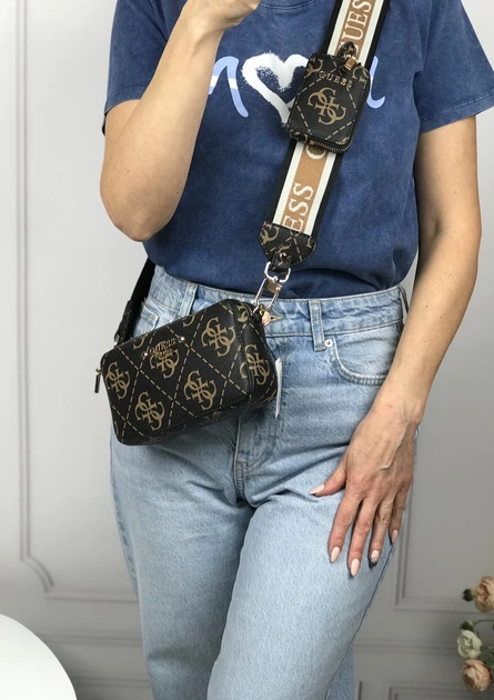 Сумка женская Guess Rea Quattro G Mini Camera Crossbody коричневая
