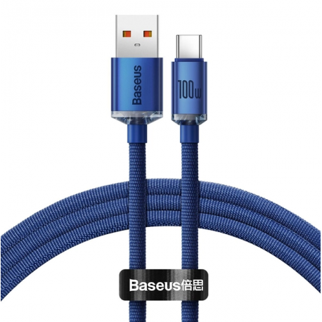 Кабель Baseus Crystal Shine Series USB to Type-C 100W 1.2m Blue (CAJY000403) - Фото 1 Кабель Baseus Crystal Shine Series USB to Type-C 100W 1.2m Blue (CAJY000403) - изображение 1