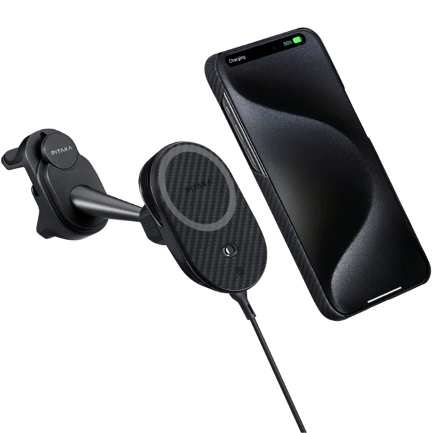 Автодержатель с беспроводной зарядкой Pitaka MagEZ Car Mount Pro 2 Car Vent Black (Tesla) (CM2302T) - изображение 5