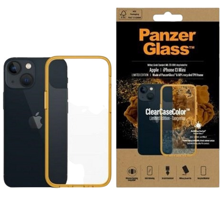 Панель Panzer Glass Clear Case Antibacterial Military grade для Apple iPhone 13 mini Танжерин (5711724003288) - зображення 1