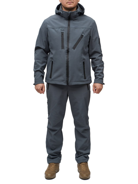 Костюм тактический Softshell синий меланж 56 - изображение 1