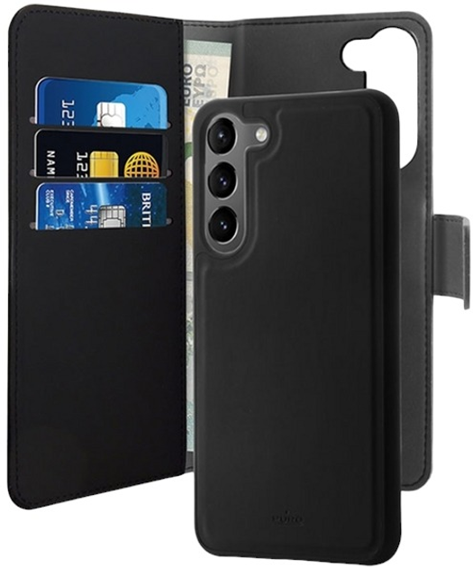 Etui z klapką Puro Wallet Detachable 2w1 do Samsung Galaxy S23 Plus Black (8018417440731) - obraz 1
