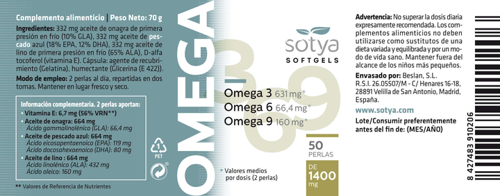 Дієтична добавка Sotya Omega 3,6,9 50 перлин(8427483910206) - зображення 2