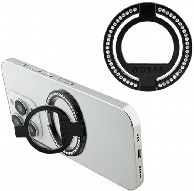Uchwyt-pierścień na smartfon Guess Ring Stand MagSafe GUMRSALDGK Rhinestone Czarny (3666339170356) - obraz 2