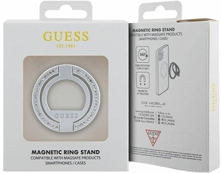 Uchwyt-pierścień na smartfon Guess Ring Stand MagSafe GUMRSALDGS Rhinestone Srebrny (3666339170387) - obraz 3