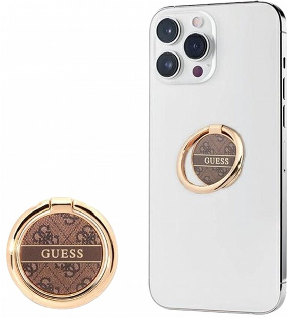 Тримач-кільце на смартфон Guess Ring Stand 4G GURSHG4SW Brown (3666339050436) - зображення 1