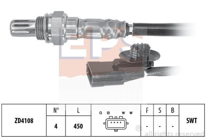 Лямбда зонд EPS 1998095 Renault Twingo, Clio, Duster, Logan, Laguna, Sandero; Dacia Logan, Duster; Nissan Kubistar 2269000Q0A, 2269000Q0J, 2269000Q1G - зображення 1