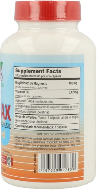 Дієтична добавка Vbyotics Bisglicinato De Magnesio 400 мг 120 таблеток (8587320027839) - зображення 2
