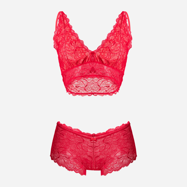 Komplet erotyczny damski (biustonosz + majtki hipster) DKaren Tekla XS Czerwony (5903068515583) - obraz 3