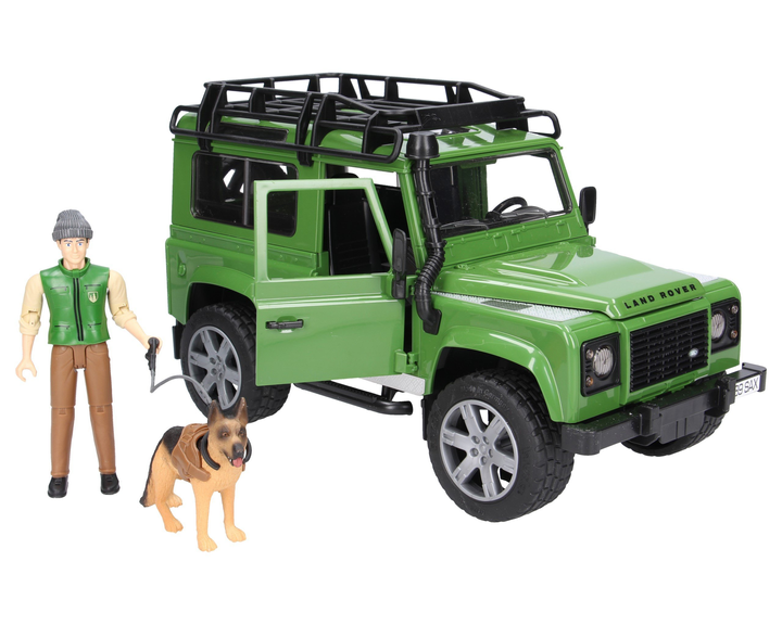 Нaбір ігровий із фігуркaми Bruder - Land Rover Defender with Forester and Dog (4001702025878) - зображення 1