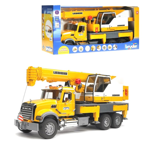 Ciężarówka z żurawiem Bruder - Liebherr Crane Truck - Yellow (4001702028183) - obraz 1