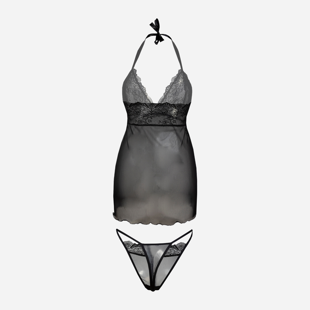 Komplet erotyczny (koszula nocna + majtki-bikini) damski DKaren Arizona XS Czarny (5903251460959) - obraz 2