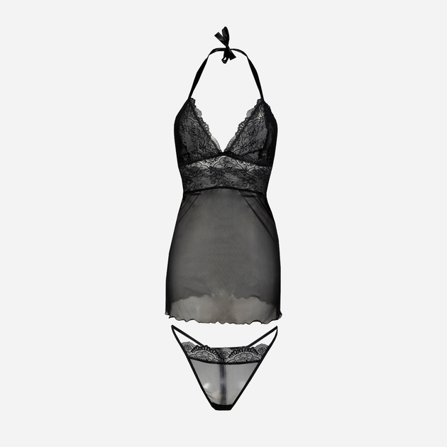 Komplet erotyczny (koszula nocna + majtki-bikini) damski DKaren Arizona L Czarny (5903251460980) - obraz 1